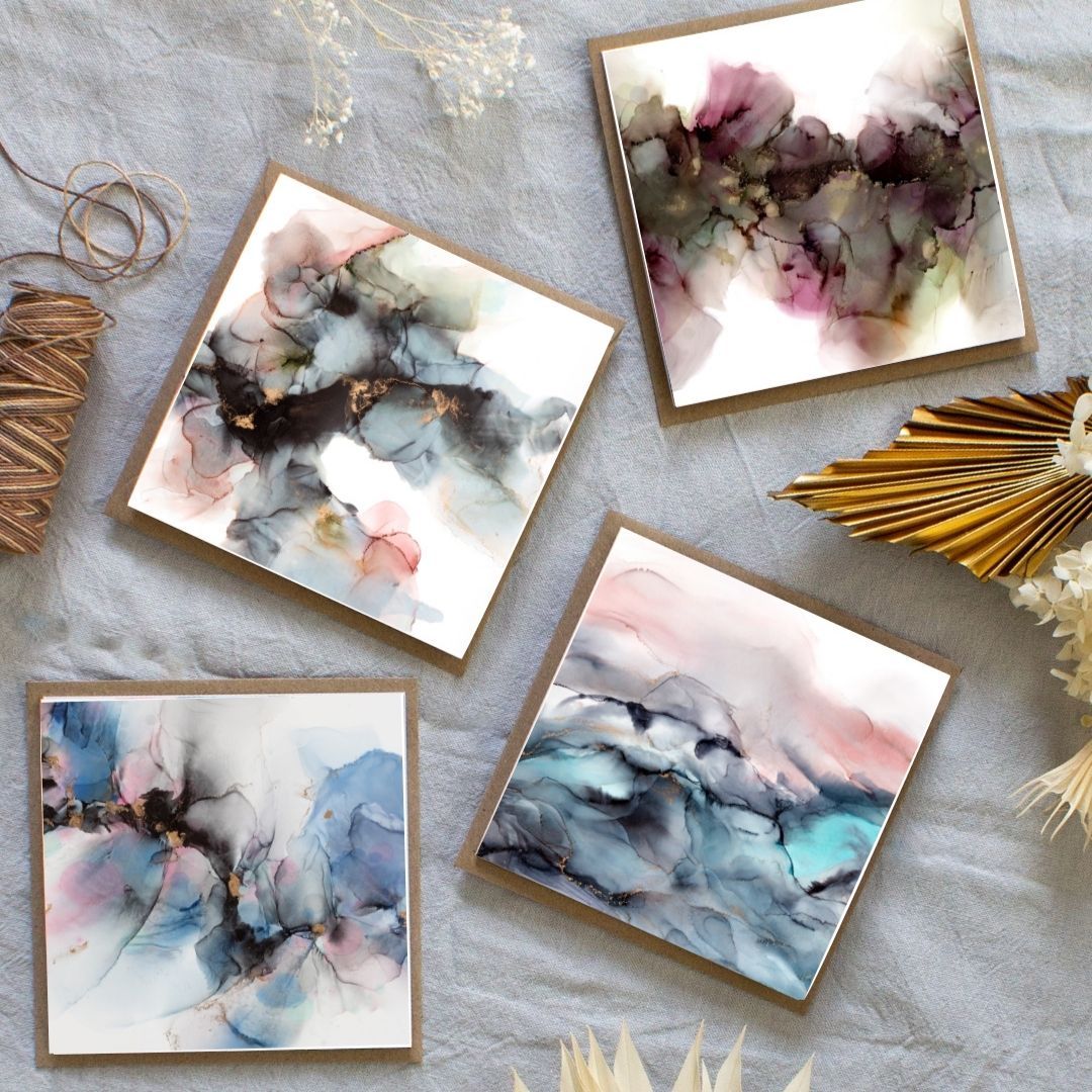 Greeting & Note Cards - Love Notes - Greeting Cards - Set Of 4 - Muted Tones