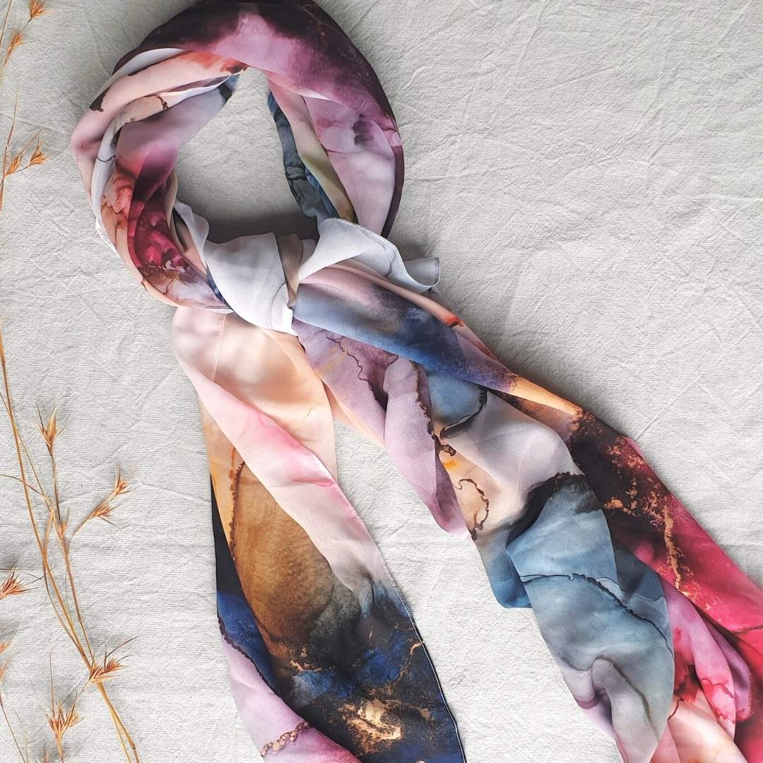 Scarves - 'Cloud Nine Noir IX' - Art Scarf