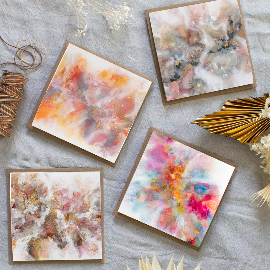 Love notes - Greeting cards - Set of 4 - Warm tones