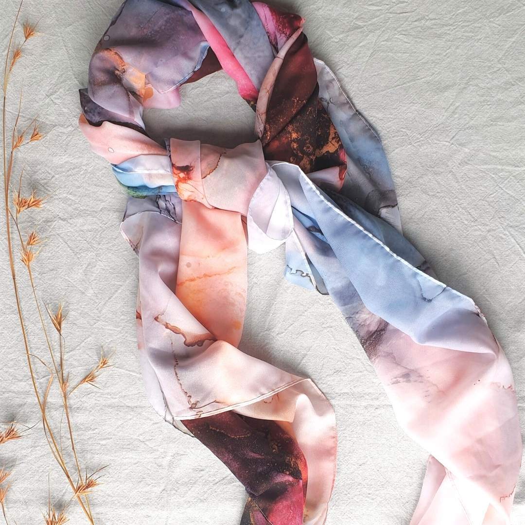 Scarves - 'Cloud Nine Noir' - Art Scarf